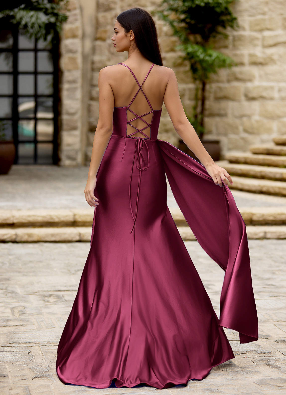 Drape Ankara Red Satin Prom Dress  Dress