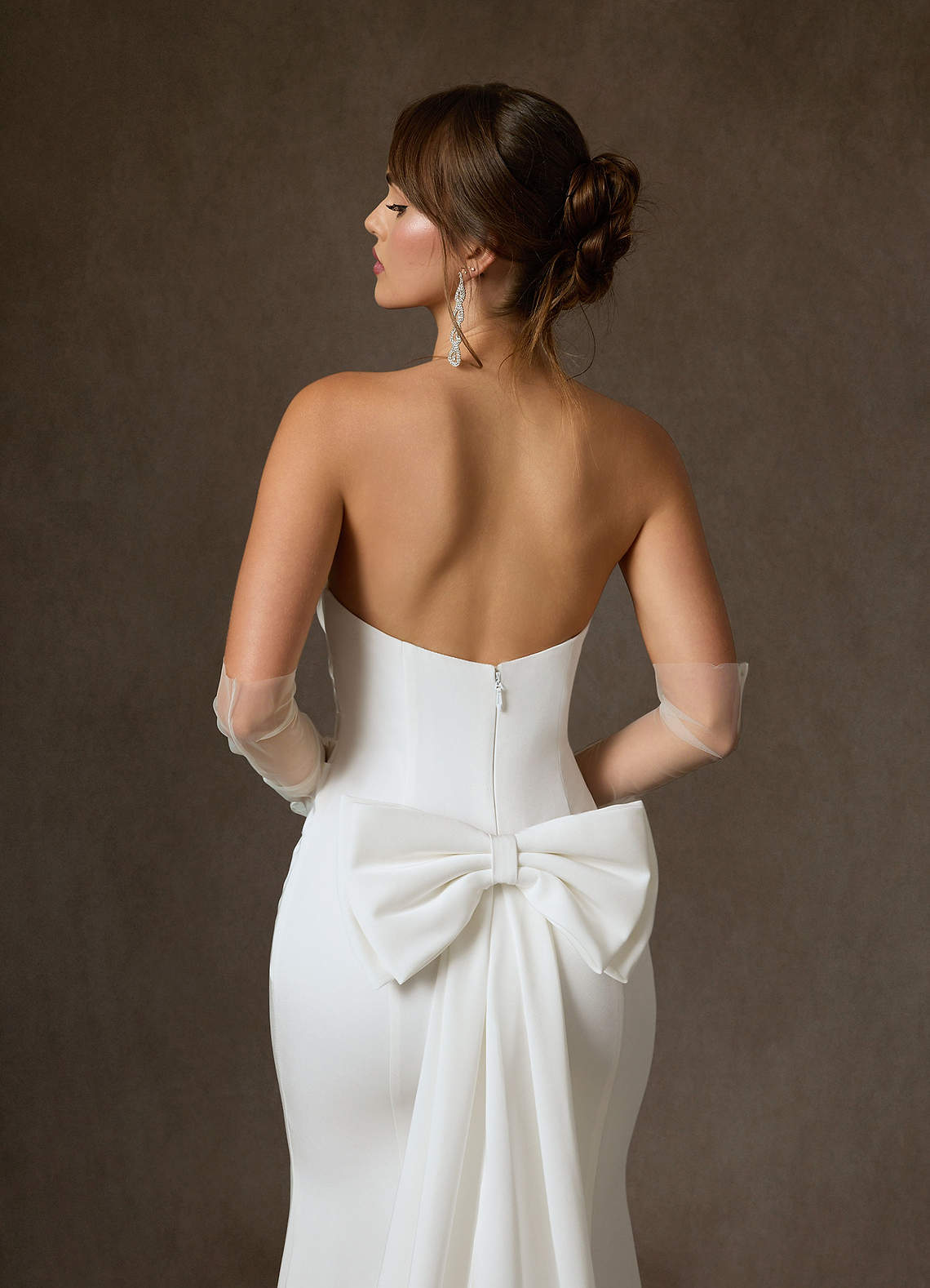 Diamond White Fit and Flare Strapless Crepe Back Satin Dress