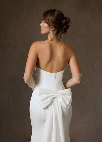 Diamond White Fit and Flare Strapless Crepe Back Satin Dress