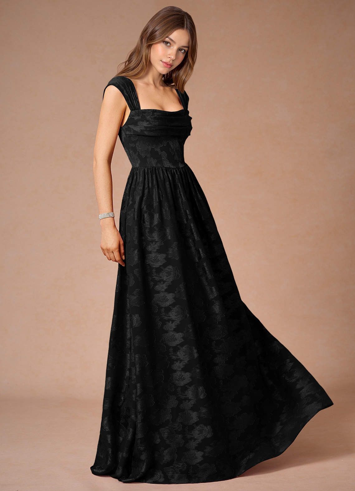 Hazel Black Pleated Maxi Prom Dress  Dress