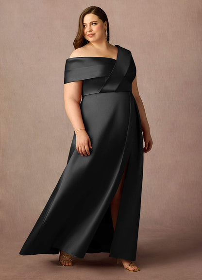 Black A-Line Pleated Mikado Dress