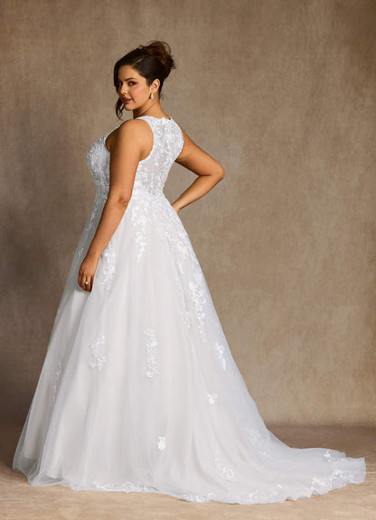 Diamond White A-Line Sweetheart Lace Tulle Dress