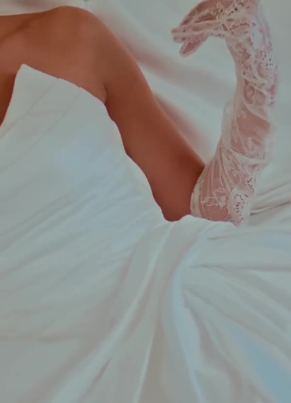 Diamond White Ball-Gown Strapless Satin Dress