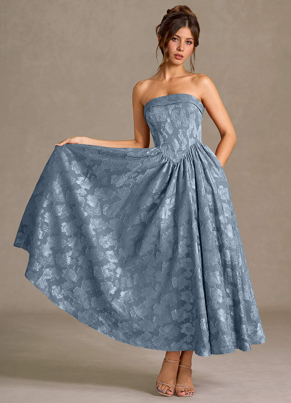 Mila Dusty Blue Midi Dress