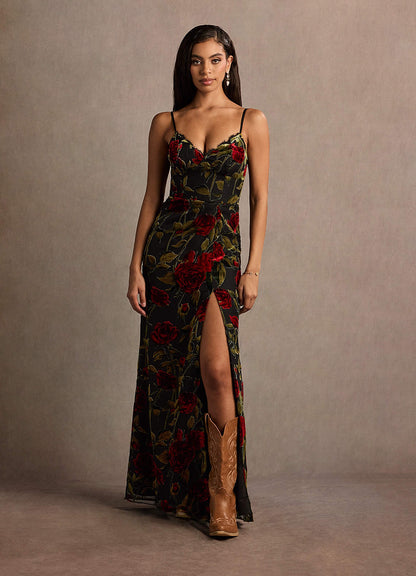 Bellen Black Multi Maxi Dress  Dress