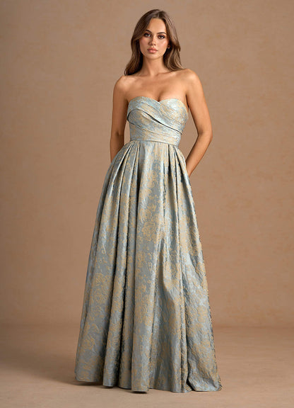 Maelis Vintage Blue Maxi Gown  Dress