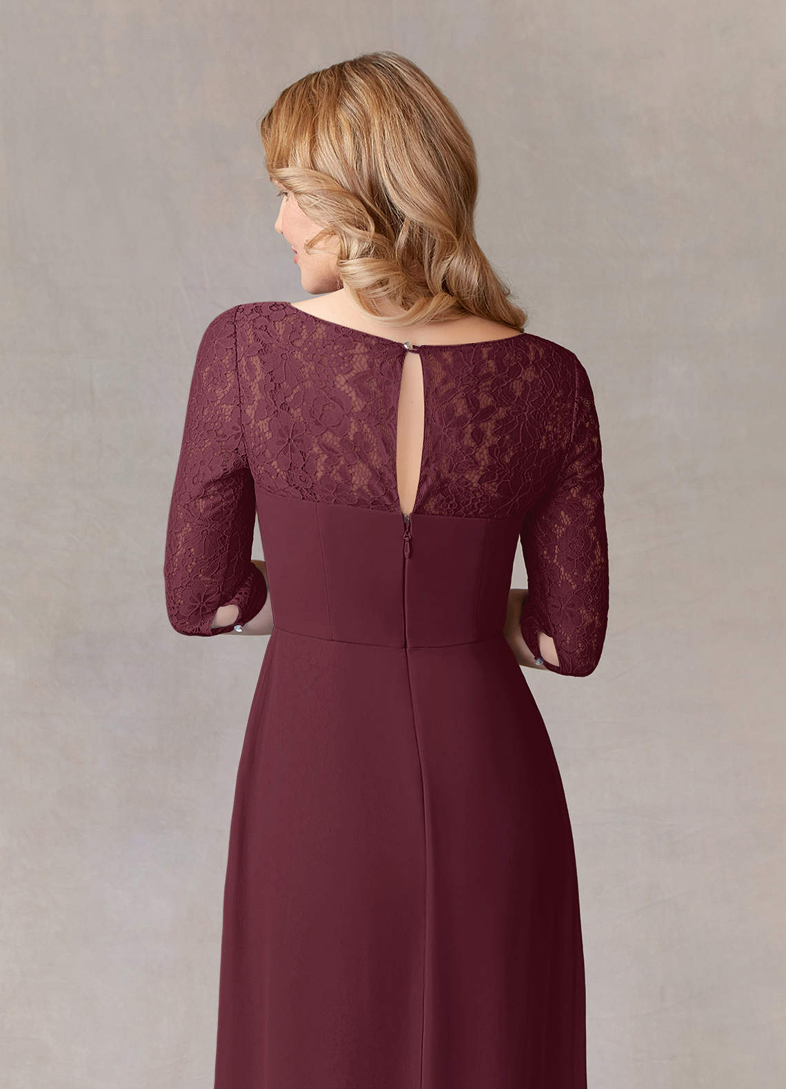 Cabernet A-Line Scoop lace Chiffon Dress