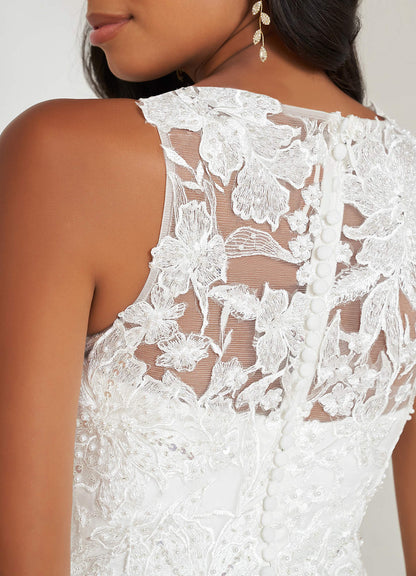 Diamond White A-Line Sequins Matte Satin Dress