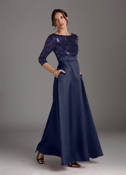 Dark Navy A-Line Sequins Dress