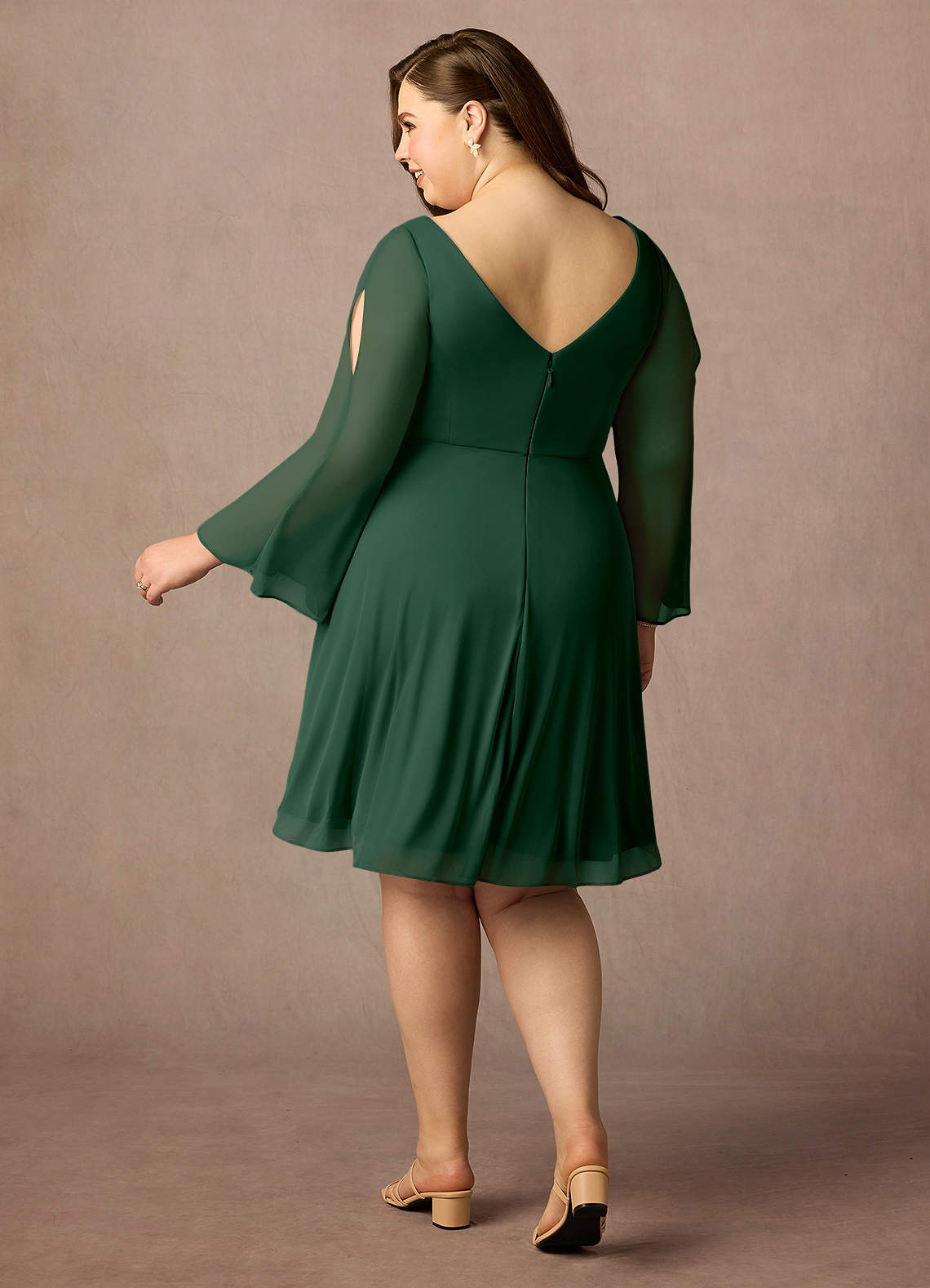 Dark Green A-Line Pleated Mesh Dress