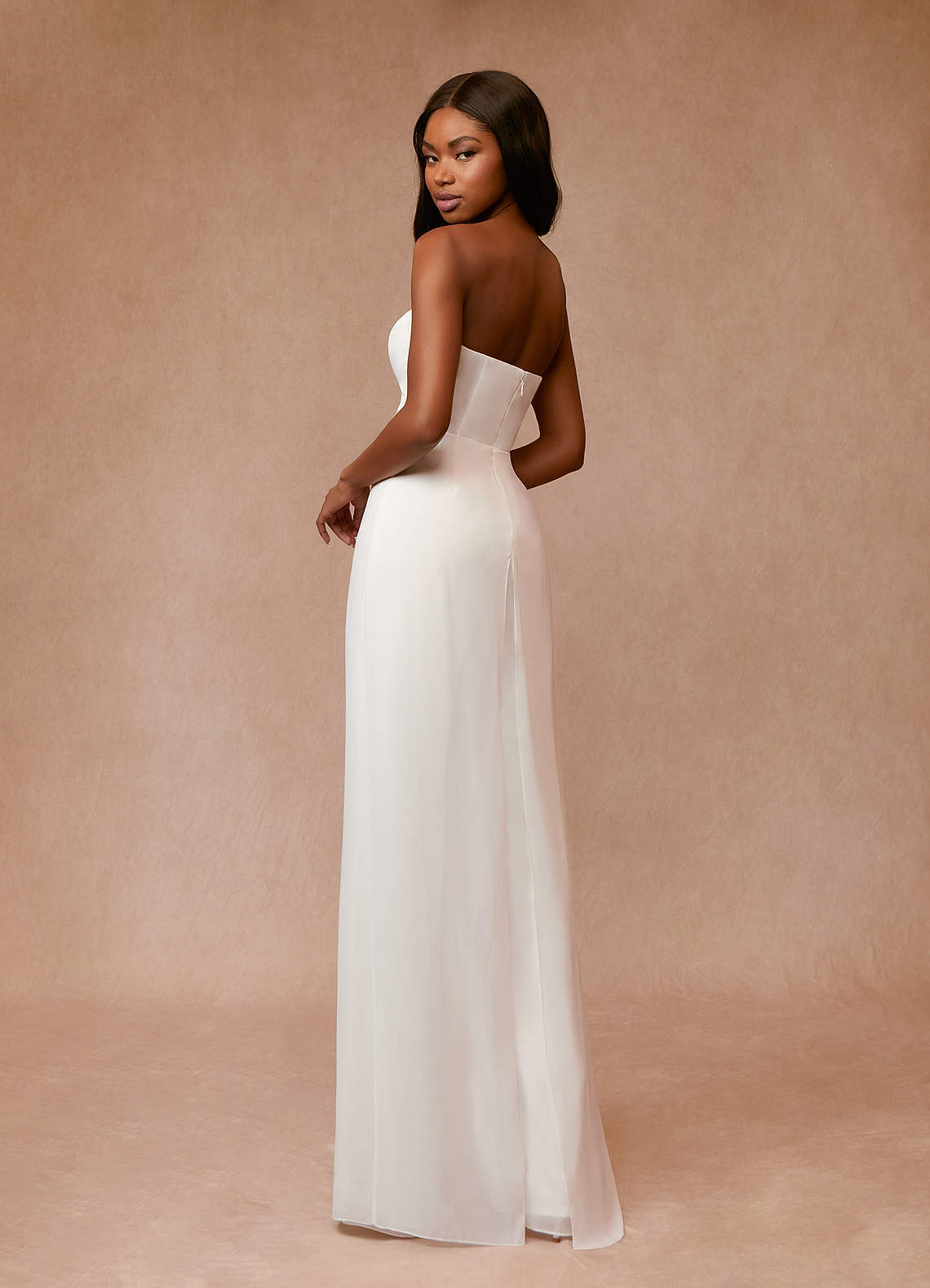 Diamond White Pant Styles Strapless Chiffon Dress
