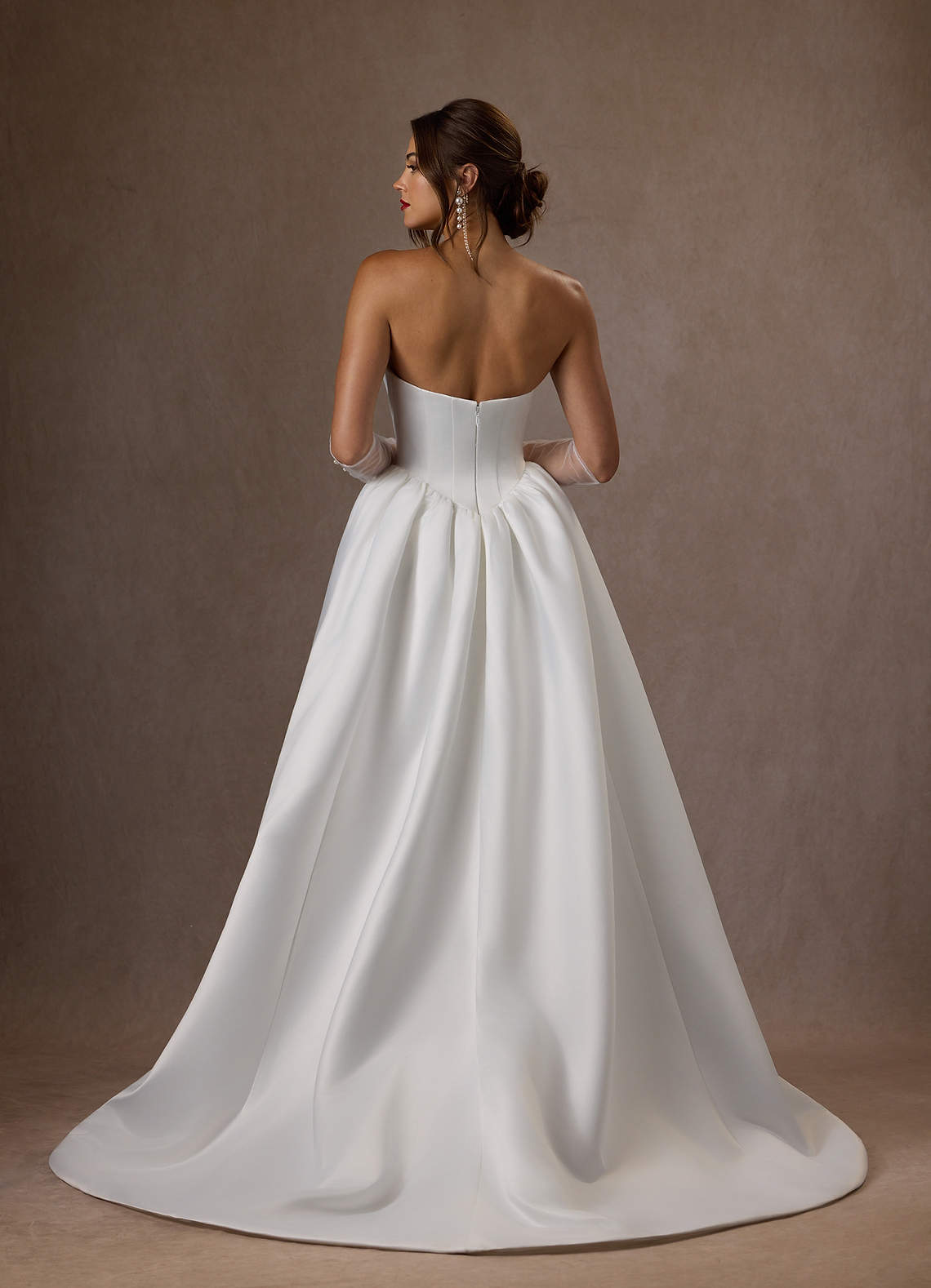 Diamond White Ball-Gown Strapless Satin Dress