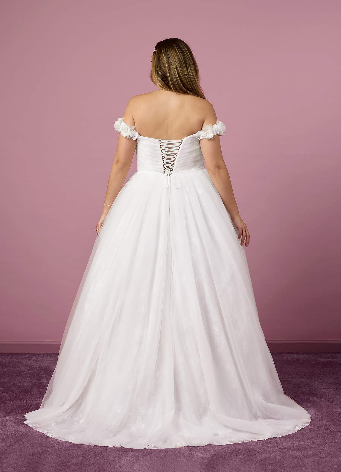 Diamond White A-Line Off the Shoulder Tulle Dress Diamond White