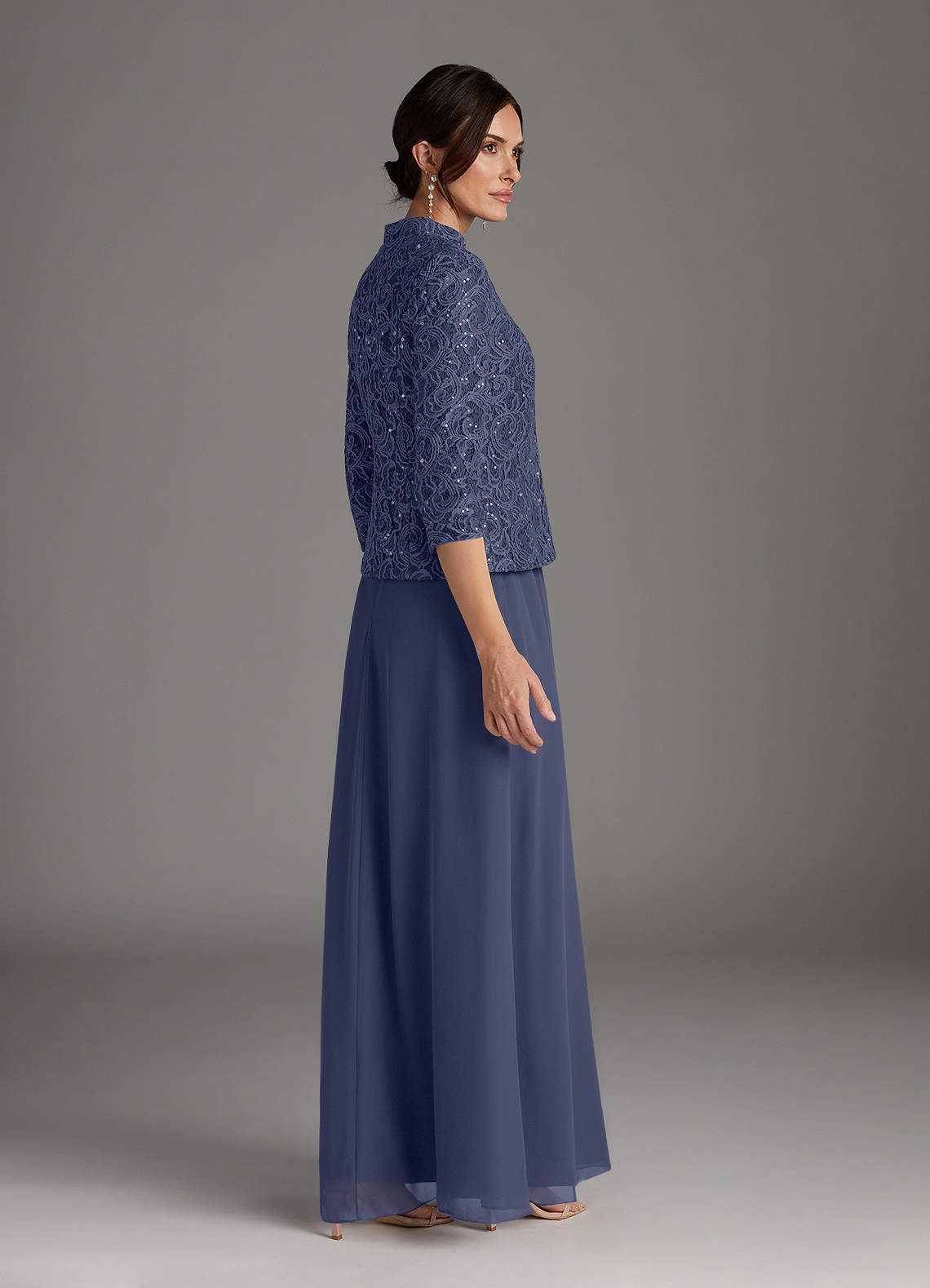 Stormy Sheath Square Neckline Sequins Chiffon Dress