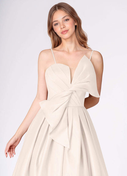 Miebow Cream Strapless Illusion V-Neck Gown  Dress