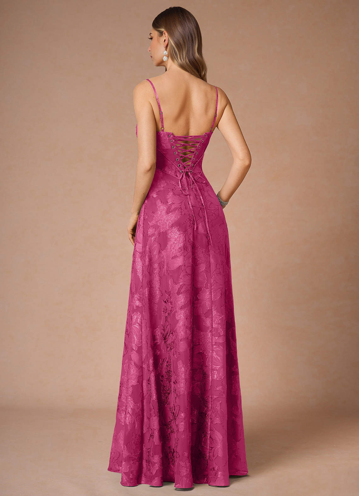 Thalyn Fuchsia Long Prom Dress