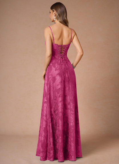 Thalyn Fuchsia Long Prom Dress