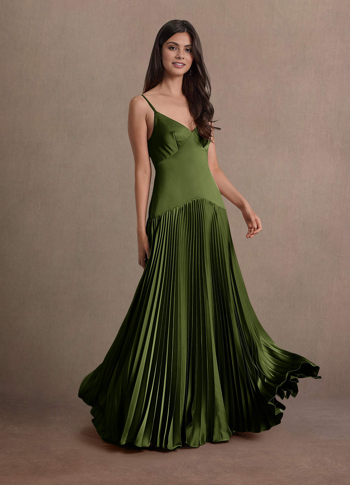 Jill Olive Dropped Waist Gown  Dress