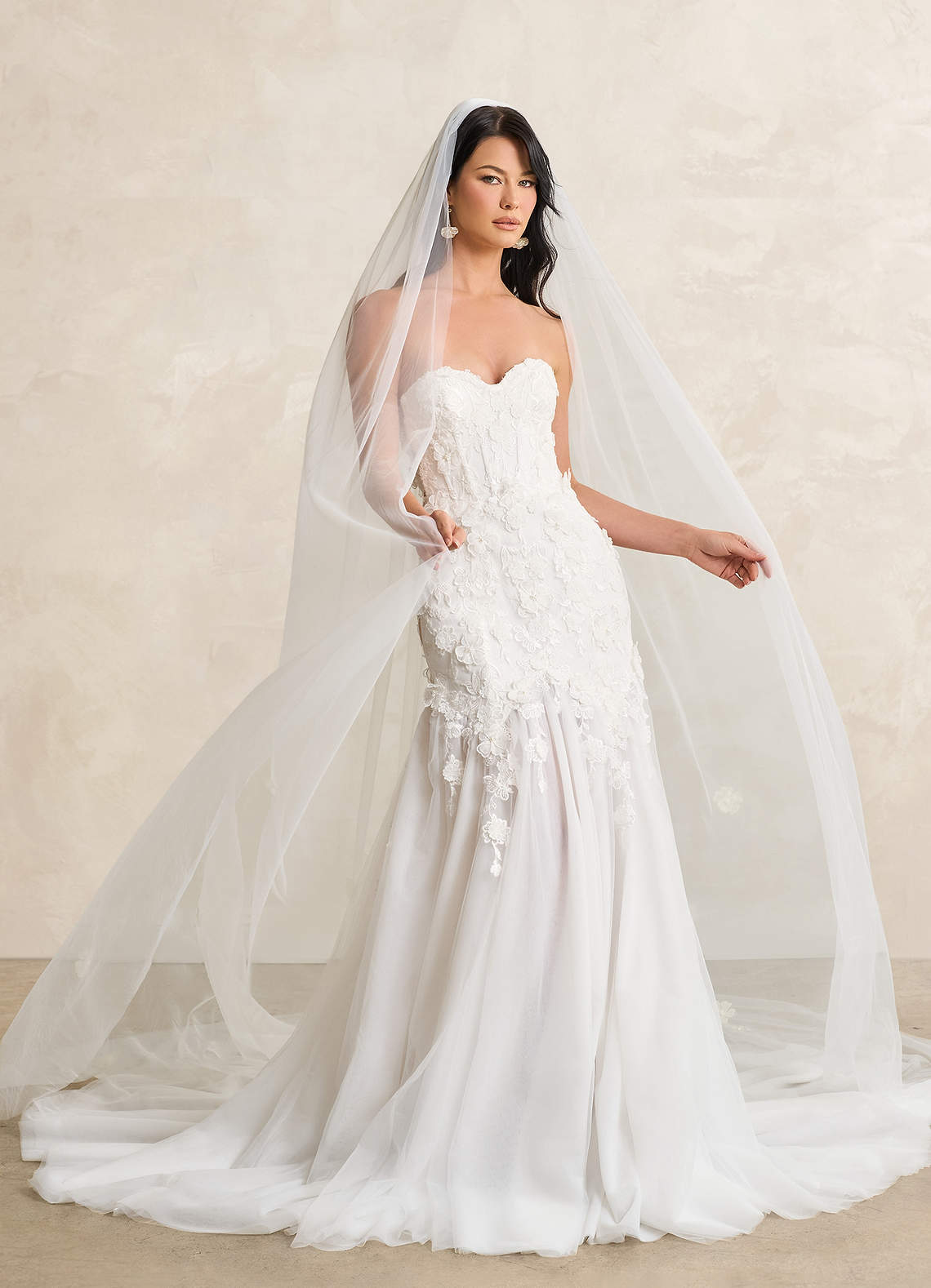 Diamond White Nude Mermaid Lace Tulle Dress
