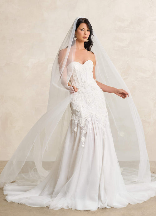 Diamond White Nude Mermaid Lace Tulle Dress