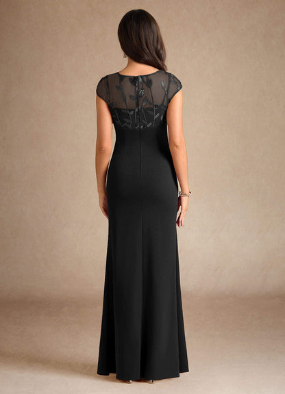 Black Mermaid Sequins Stretch Crepe Dress