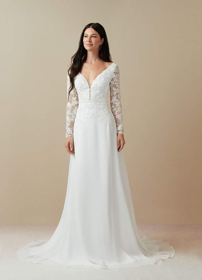 Diamond White A-Line Sequins Chiffon Dress