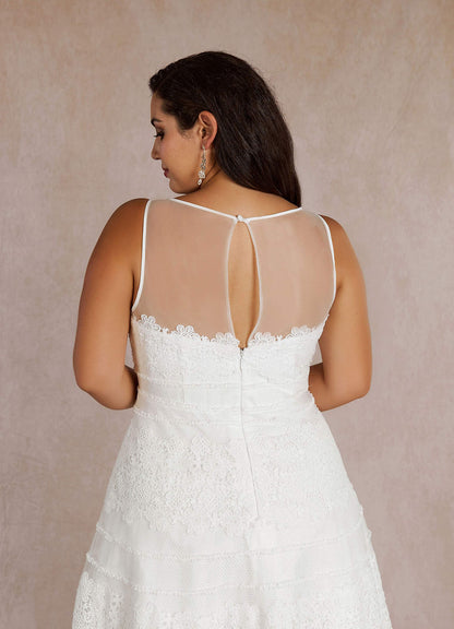 Diamond White A-Line Sweetheart Lace Tulle Dress