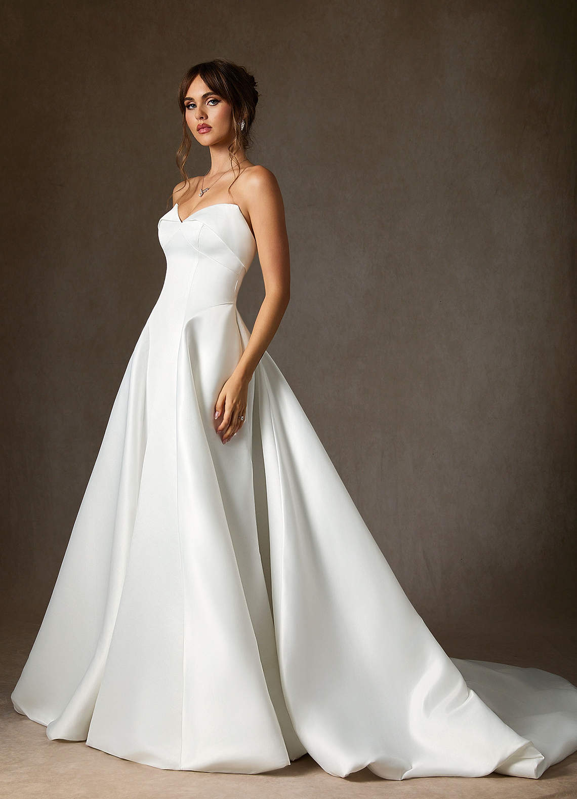 Diamond White A-Line Strapless Satin Dress