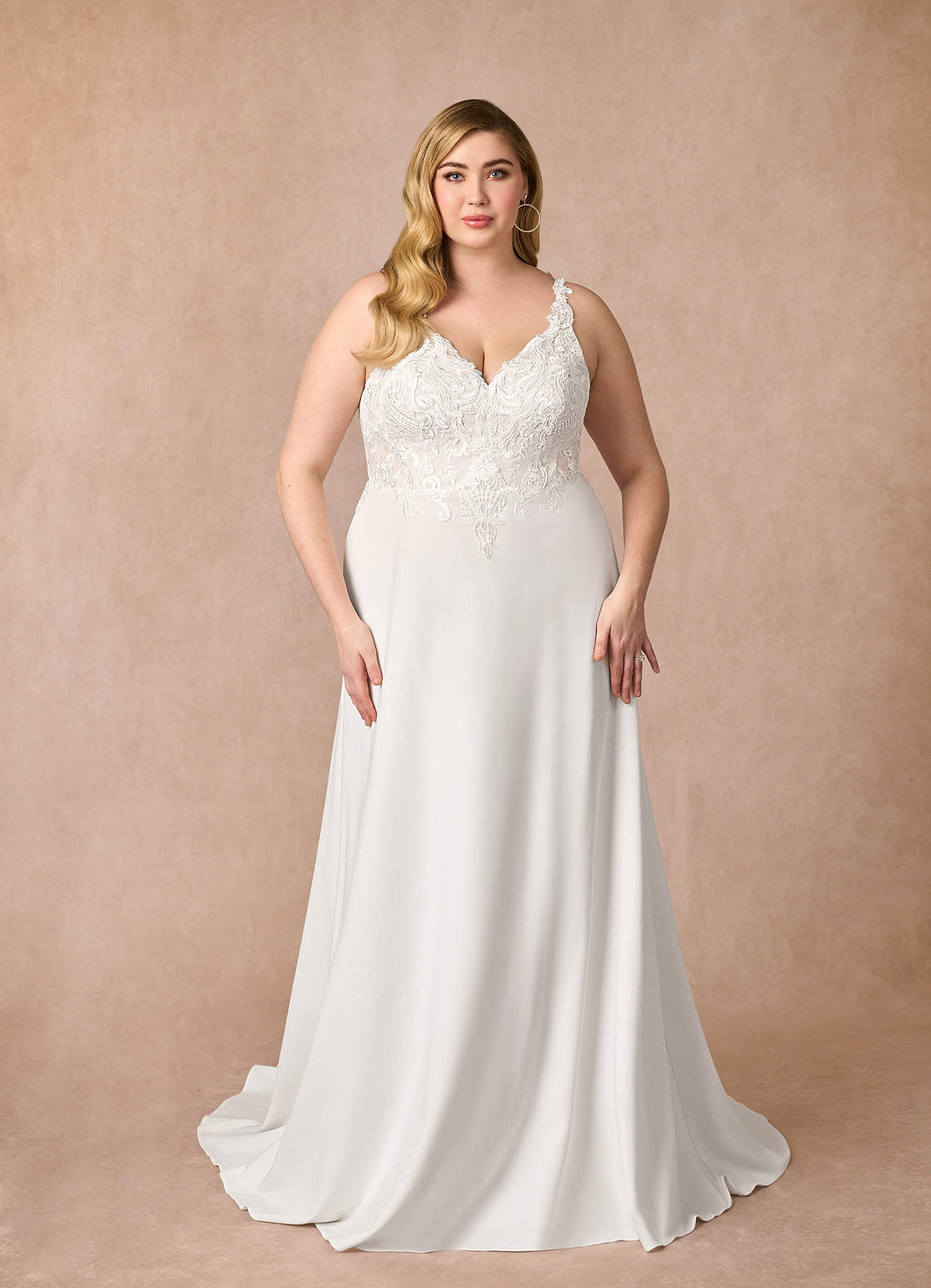 Diamond White A-Line V-Neck Sequins Stretch Crepe Dress