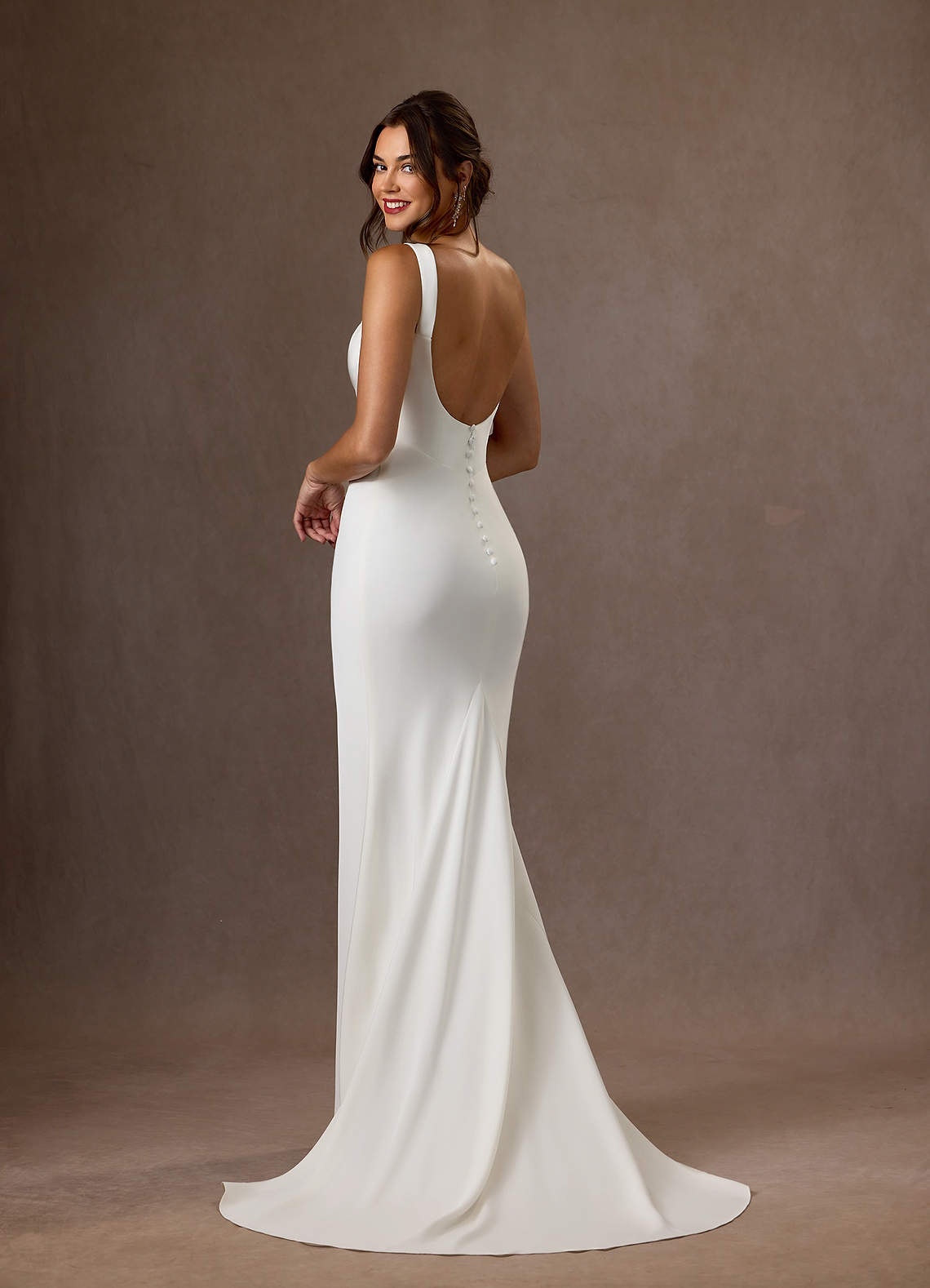 Diamond White Mermaid Crepe Back Satin Dress