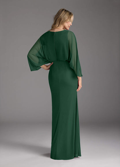 Dark Green Mermaid Pleated Mesh Dress