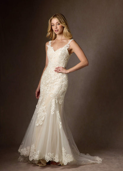 Diamond White Champagne Mermaid Sequins Tulle Dress