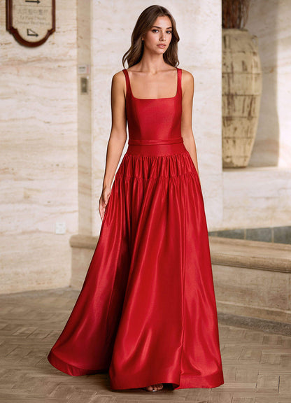 Arora Red Square Neckline Prom Dress