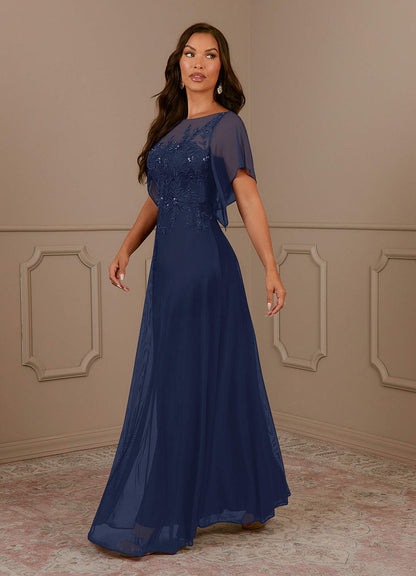 Dark Navy A-Line Sequins Mesh Dress