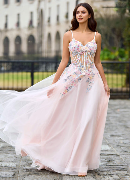 Juniper Blushing Pink A-Line Prom Dress