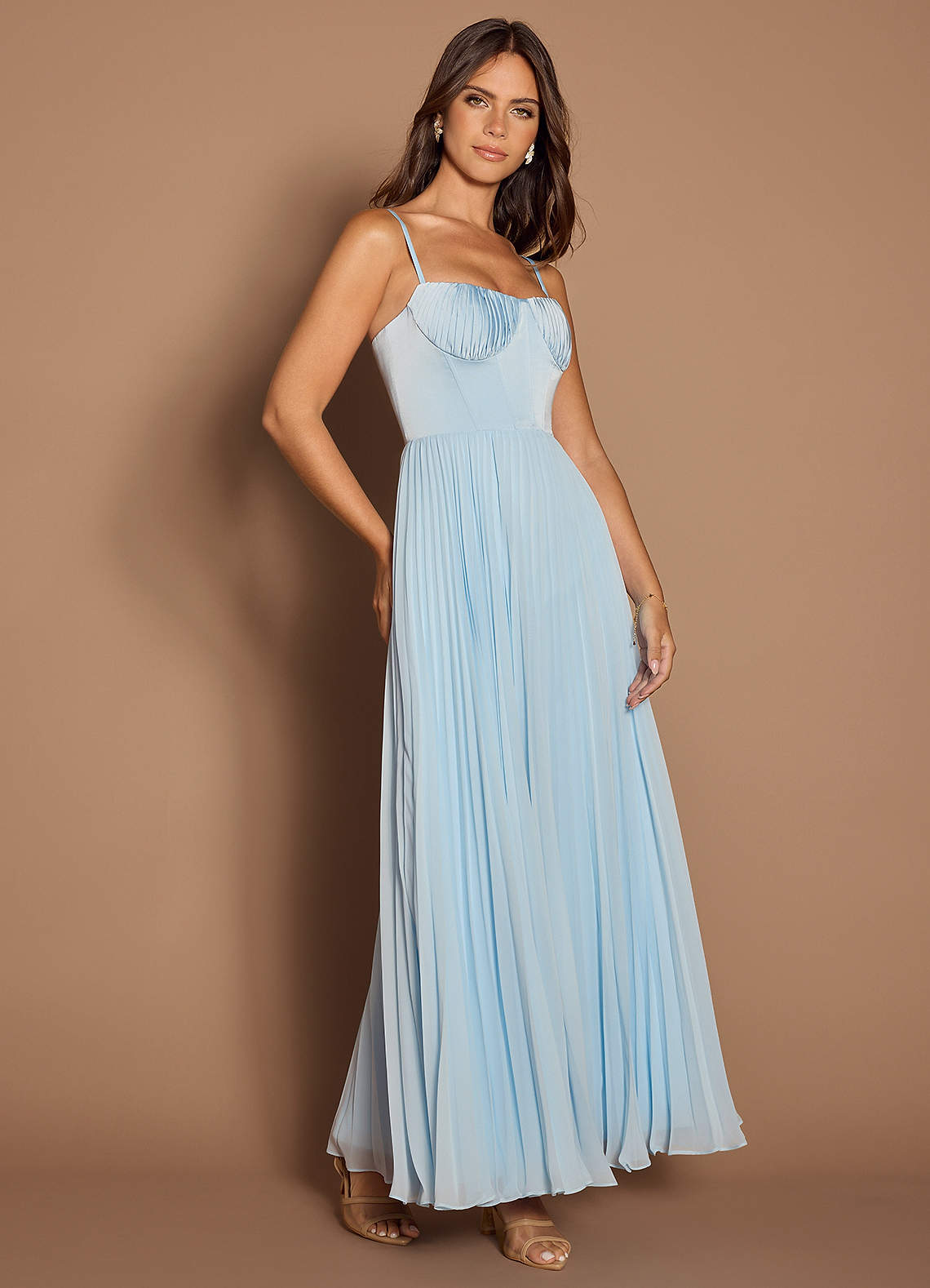 Anita Sky Blue Pleated Maxi Dress