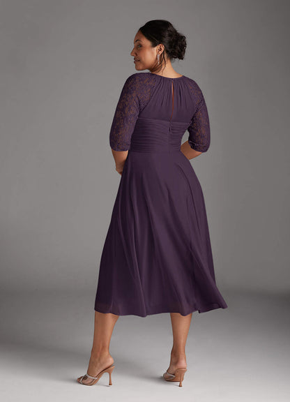 Plum A-Line Lace Dress