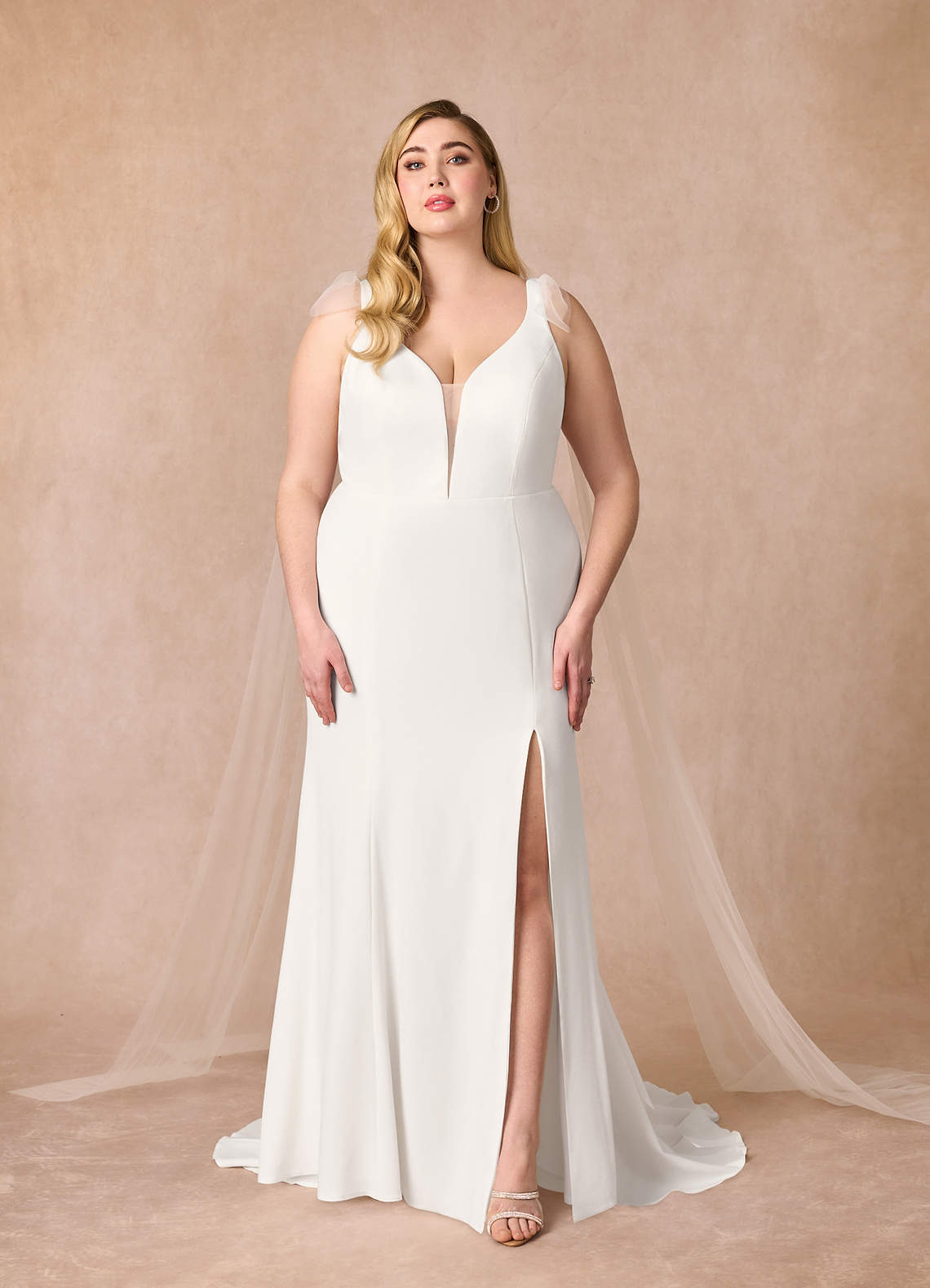 Diamond White Mermaid Stretch Crepe Dress