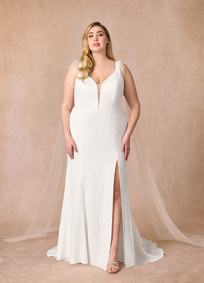Diamond White Mermaid Stretch Crepe Dress