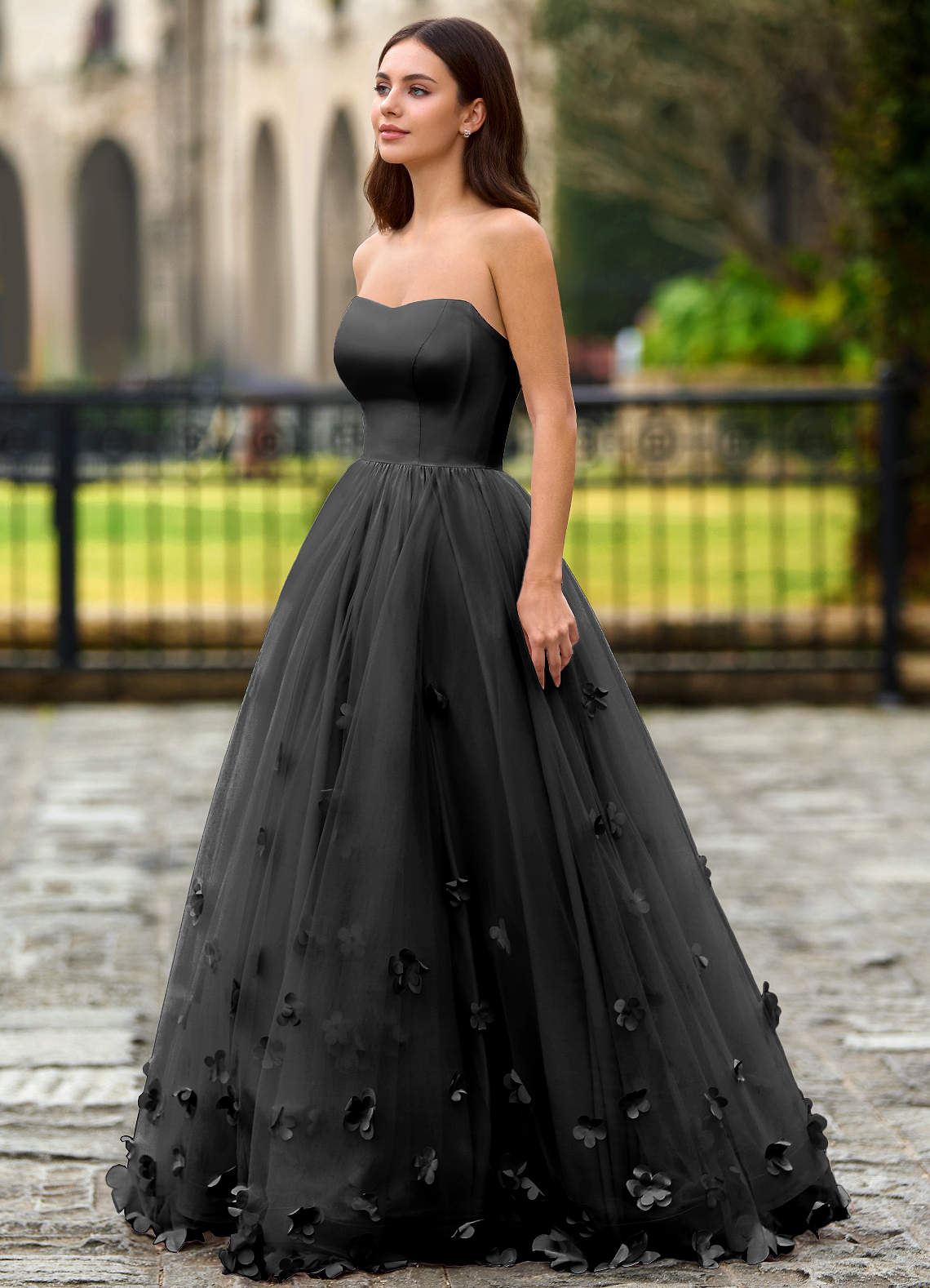 Calliope Black Flower Blossom Prom Dress