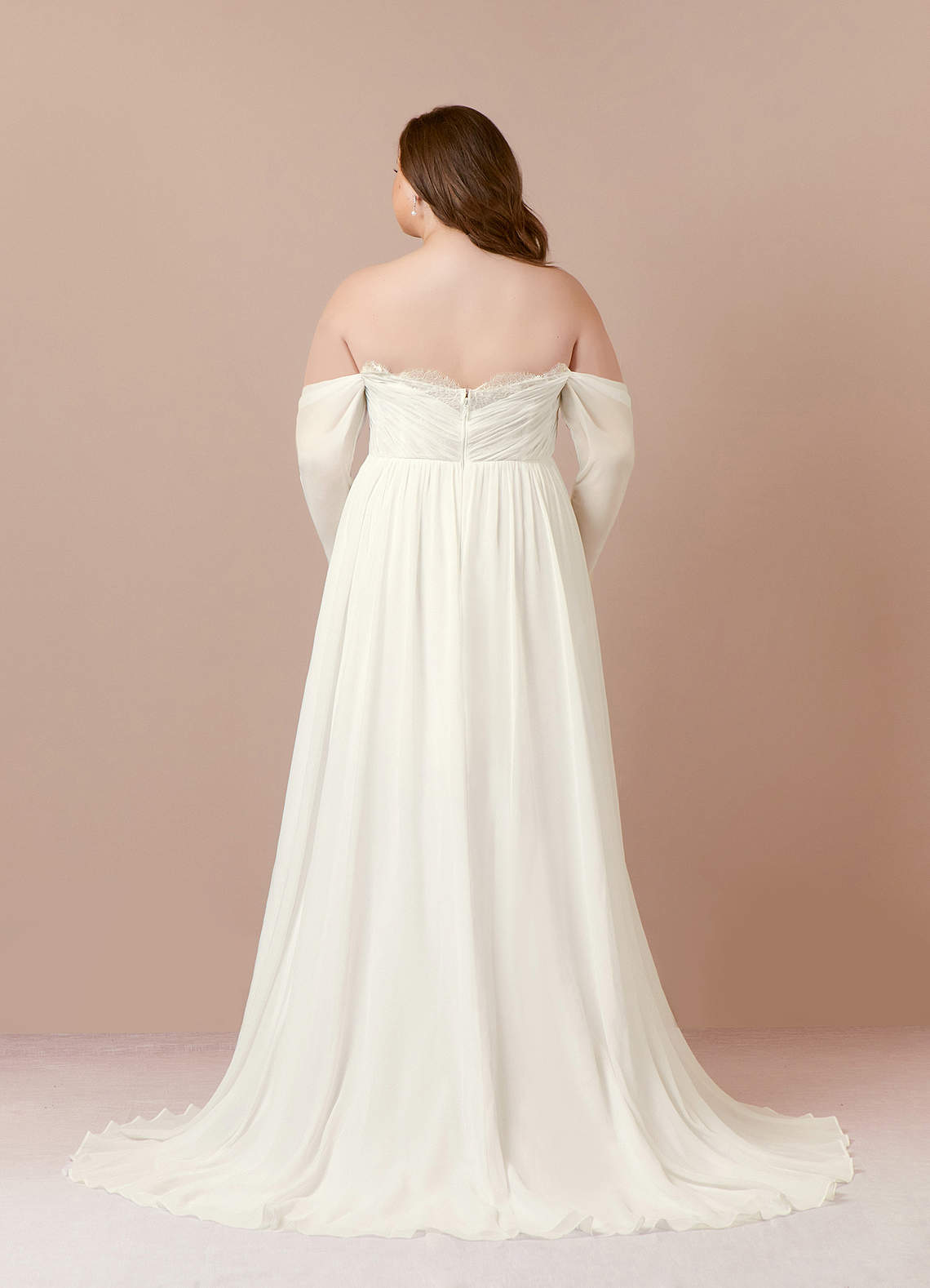 Cream A-Line Sweetheart lace Chiffon Dress