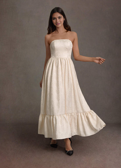 Sandy Cream Off Shoulder Maxi Dress  Dress