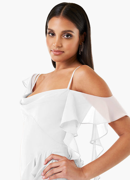 Francesca White Ruffle Gown  Dress