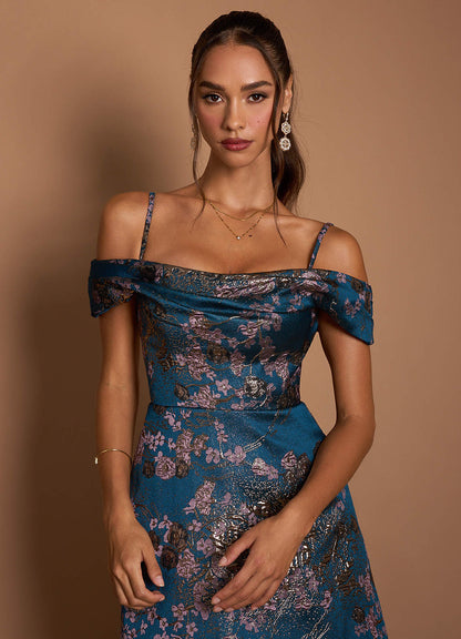 Jordan Teal Floral Maxi Dress  Dress