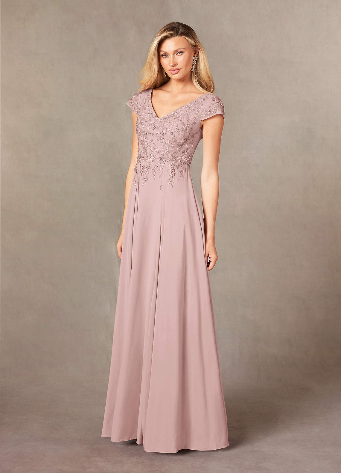 Dusty Rose A-Line Lace Dress