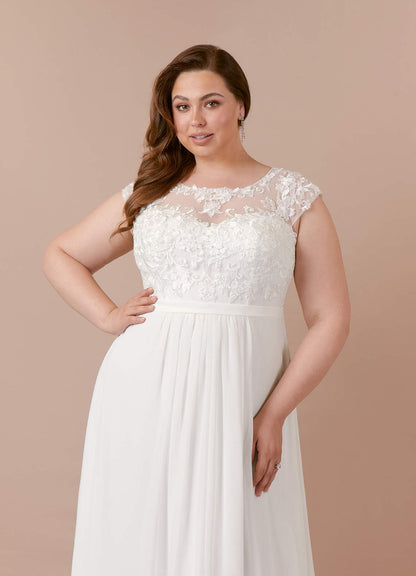 Diamond White A-Line Scoop Sequins Chiffon Dress