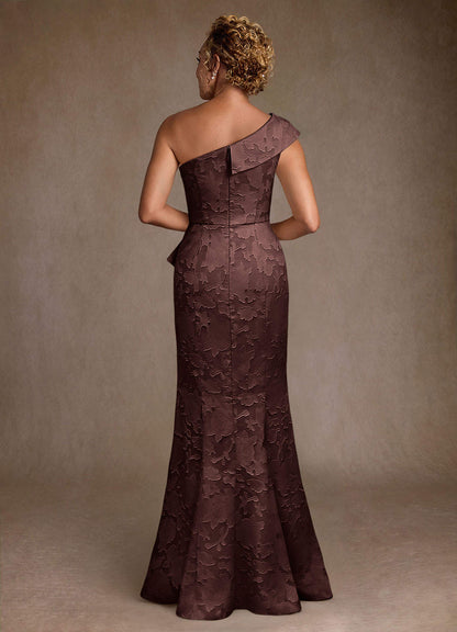 Espresso Mermaid One Shoulder Floral Burnout Dress