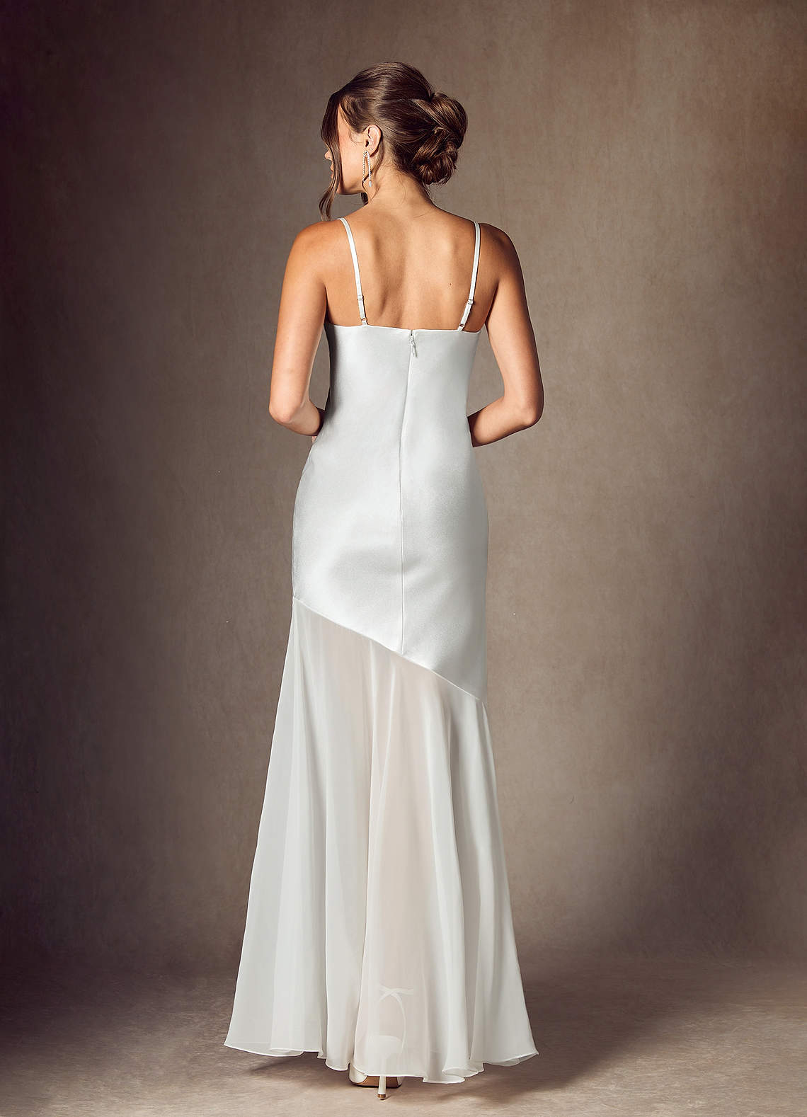 Diamond White Mermaid Metallic Satin Dress