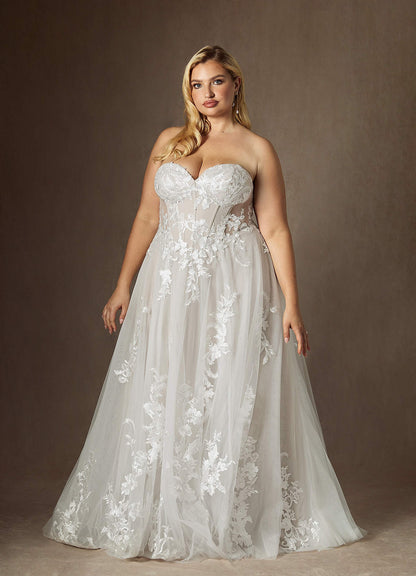 Diamond White A-Line Sequins Tulle Dress