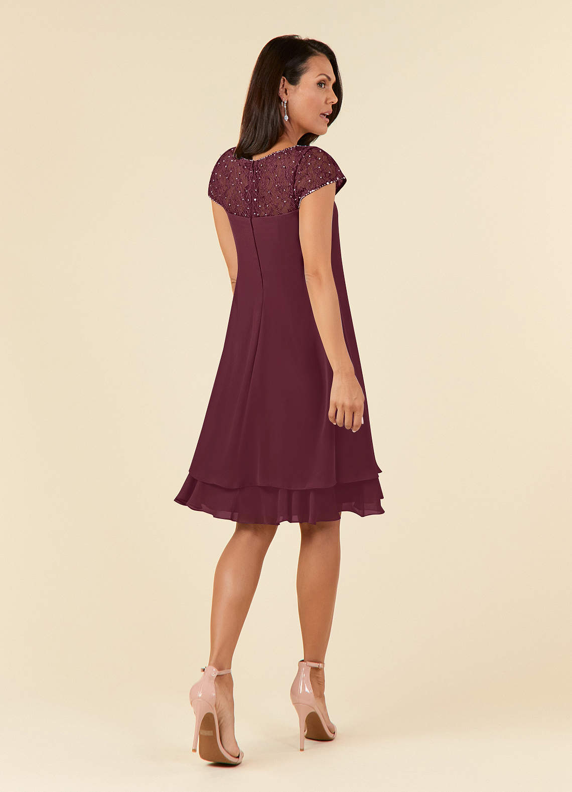 Cabernet Empire Sequins Chiffon Dress